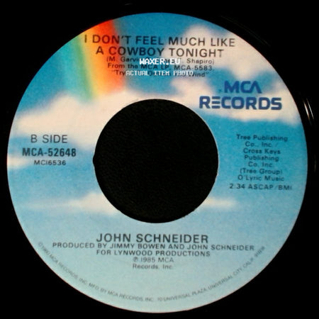 John Schneider - I'm Going To Leave You Tomorrow / I Don't Feel Much Like A Cowboy Tonight side B