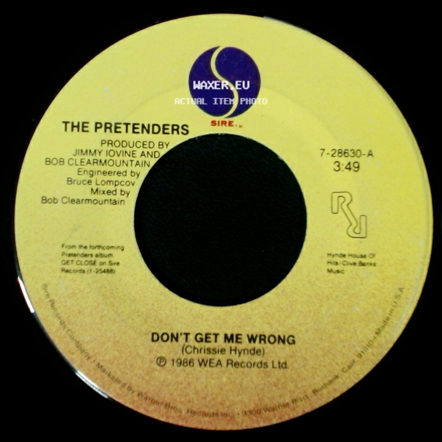The Pretenders - Don't Get Me Wrong / Dance! side A