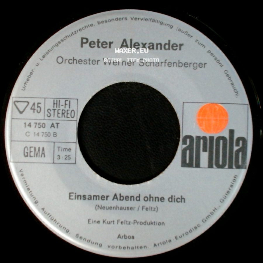 Peter Alexander - Hier Ist Ein Mensch / Einsamer Abend Ohne Dich side B