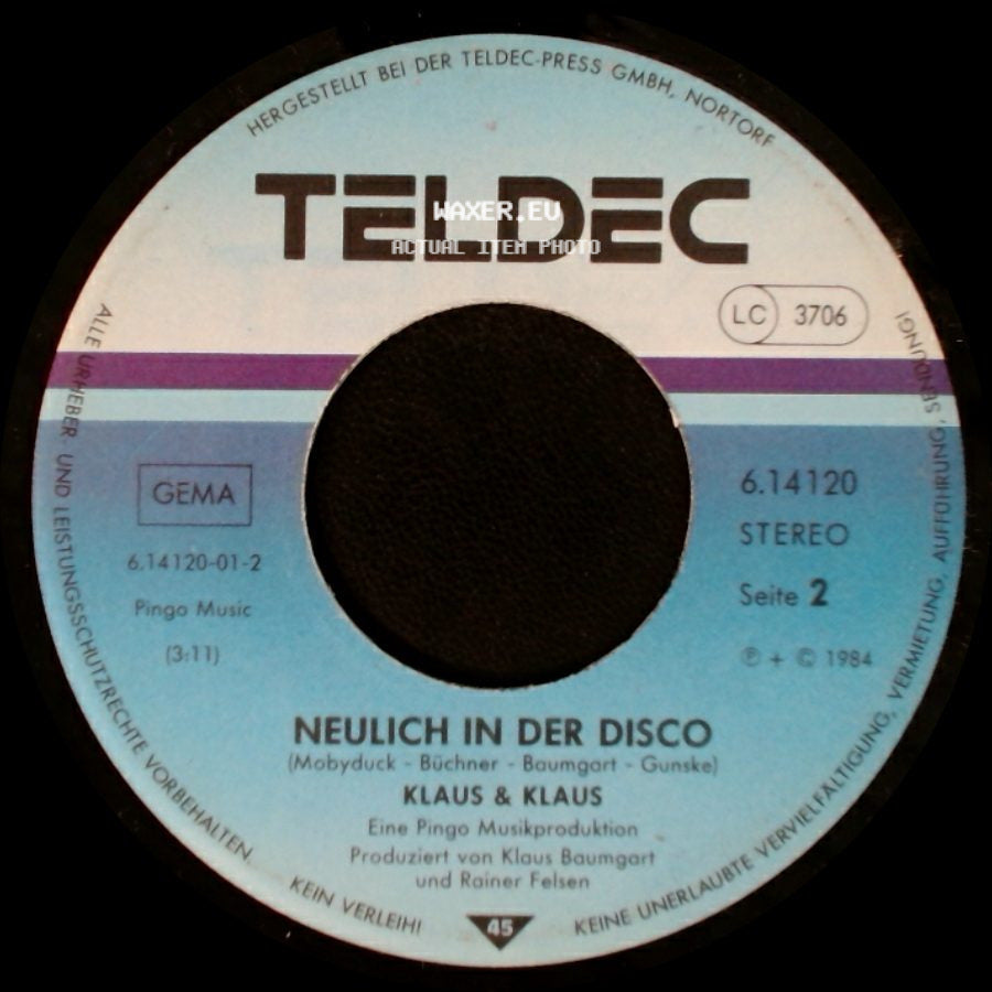 Klaus & Klaus - Neulich In Der Disco / An Der Nordseeküste side A