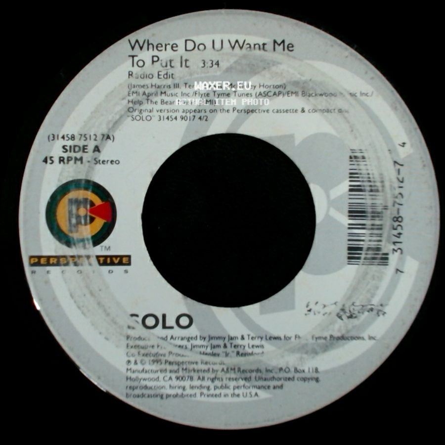 Solo - Where Do U Want Me To Put It / Heaven side A