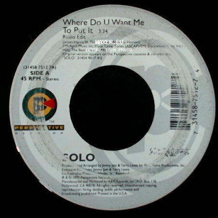 Solo - Where Do U Want Me To Put It / Heaven side A