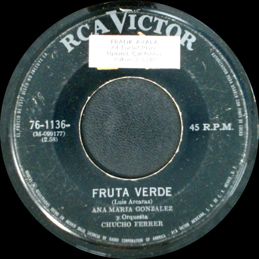 Ana Maria Gonzalez Y Orquesta Chucho Ferrer / Ana Maria Gonzalez - Fruta Verde / Balada De Amor side A