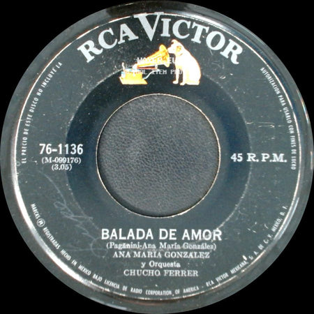 Ana Maria Gonzalez Y Orquesta Chucho Ferrer / Ana Maria Gonzalez - Fruta Verde / Balada De Amor side B