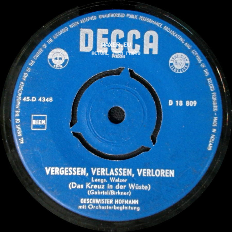 Geschwister Hofmann - Vergessen, Verlassen, Verloren / Oh, Goldschmieds Töchterlein side A