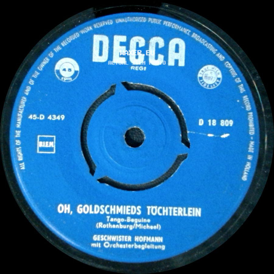 Geschwister Hofmann - Vergessen, Verlassen, Verloren / Oh, Goldschmieds Töchterlein side B