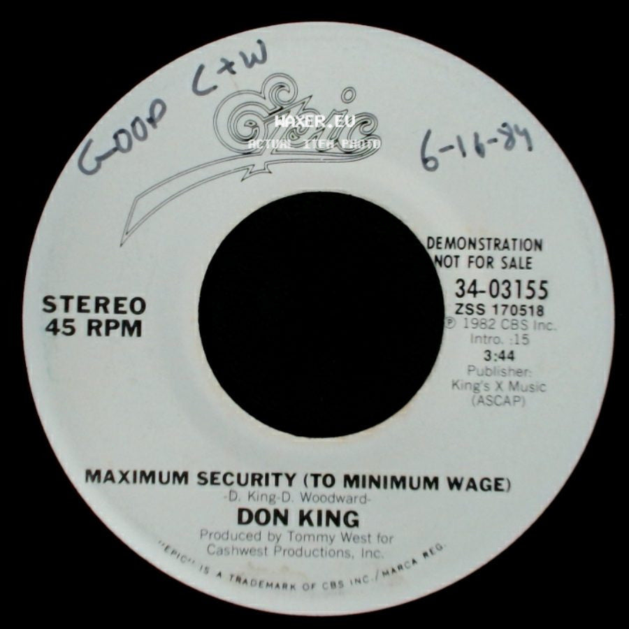 Don King - Maximum Security (To Minimum Wage) / Maximum Security (To Minimum Wage) side A