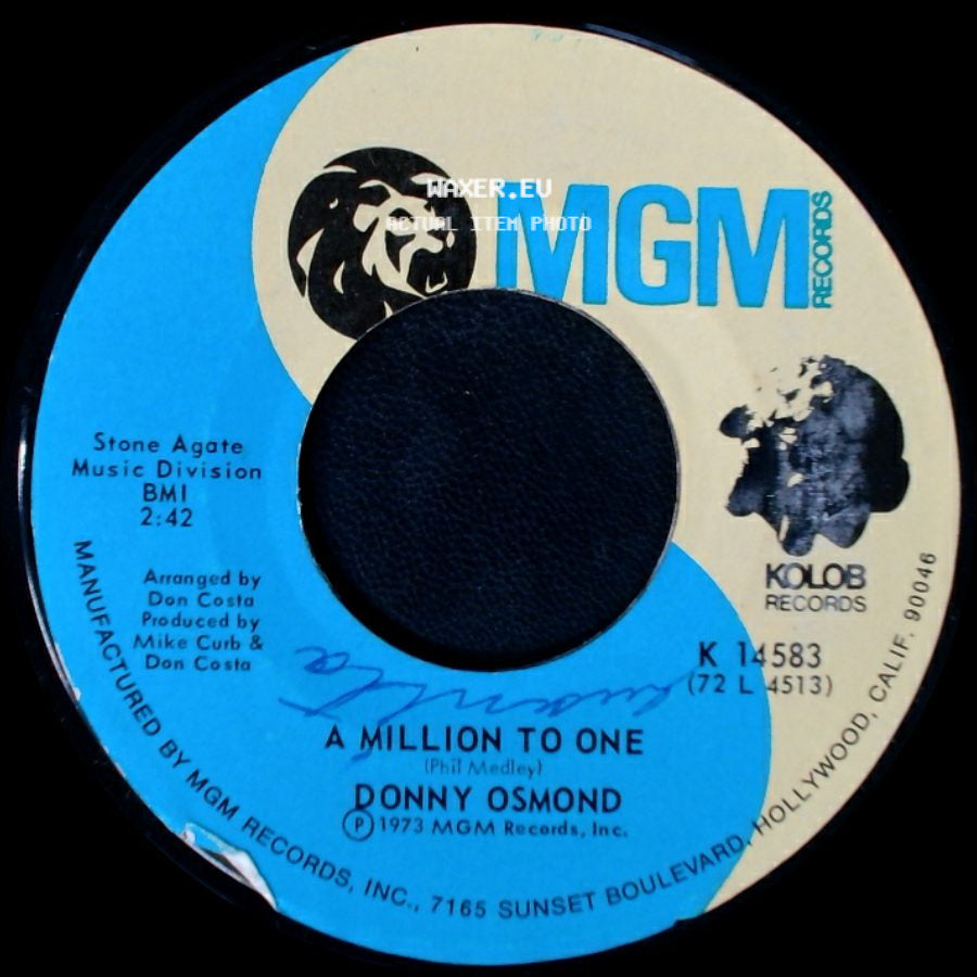 Donny Osmond - Young Love / A Million To One side B