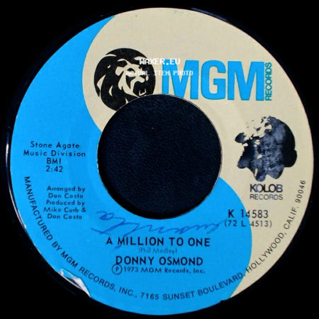 Donny Osmond - Young Love / A Million To One side B