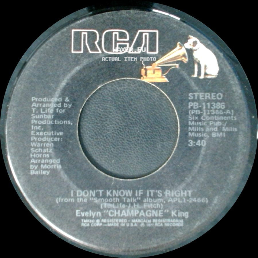 Evelyn "Champagne" King - We're Going To A Party / I Don't Know If It's Right side B