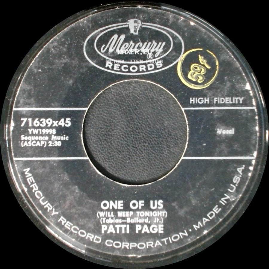 Patti Page - What Will My Future Be / One Of Us (Will Weep Tonight) side B