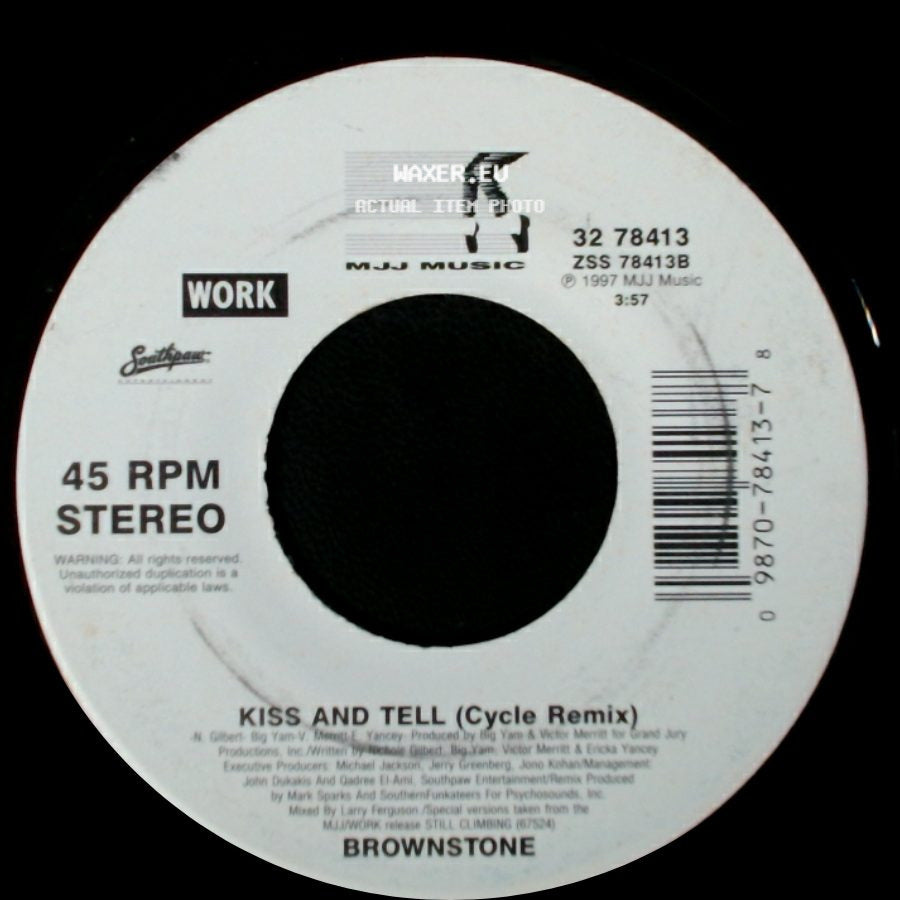 Brownstone - Kiss And Tell (Radio Edit) / Kiss And Tell (Cycle Remix) side B