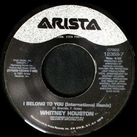 Whitney Houston - I Belong To You (International Remix) / I Belong To You side A