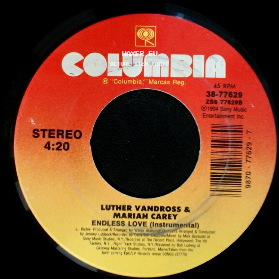 Luther Vandross & Mariah Carey - Endless Love / Endless Love (Instrumental) side B