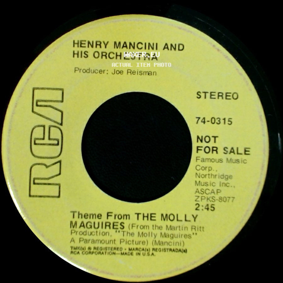 Henry Mancini And His Orchestra - Theme From The Molly Maguires / Theme From "Z" side A