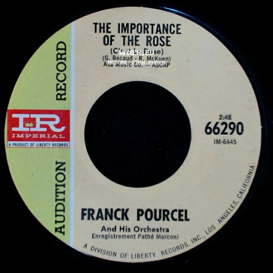 Franck Pourcel / Franck Pourcel And His Orchestra - Aranjuez, D'apres L'adagio (2Eme Mouv.) Du Concerto D'aranjuez De Joaquin Rodrigo-Vidre / The Importance Of The Rose side B