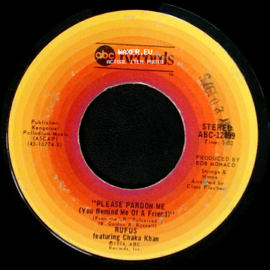 Rufus Featuring Chaka Khan - Somebody's Watching You / Please Pardon Me (You Remind Me Of A Friend) side B