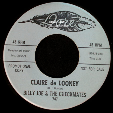 Billy Joe & The Checkmates - Holding Hands / Claire De Looney side B