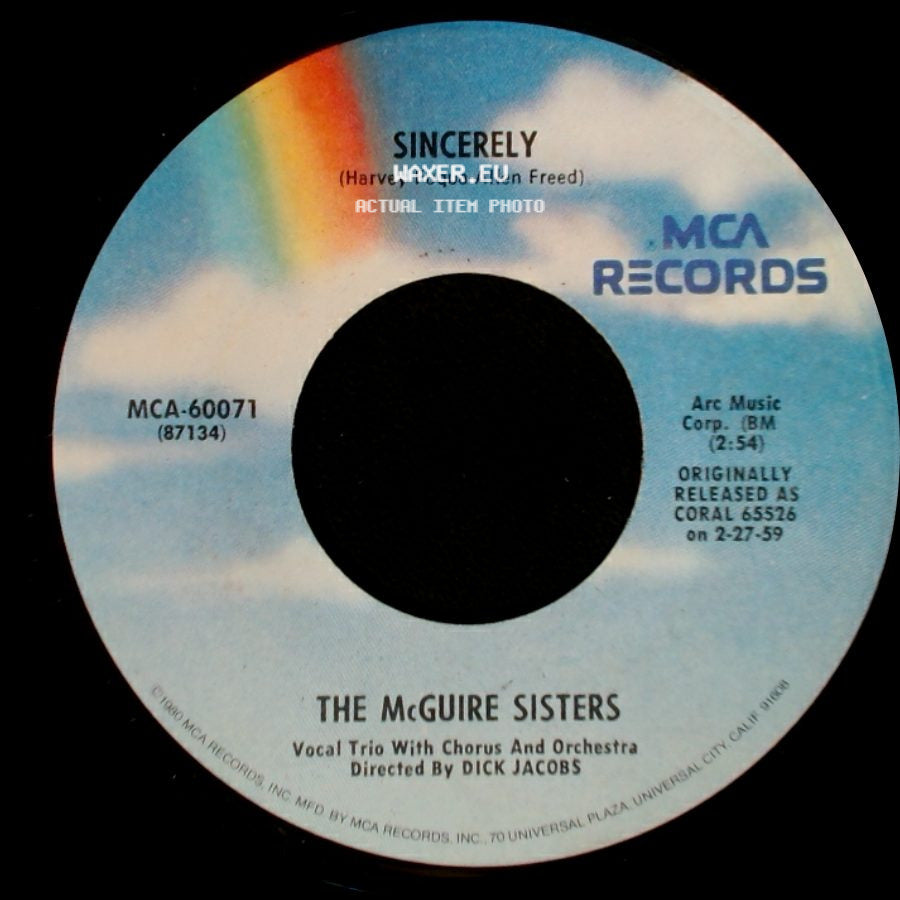 The Mcguire Sisters - Sugartime / Sincerely side B