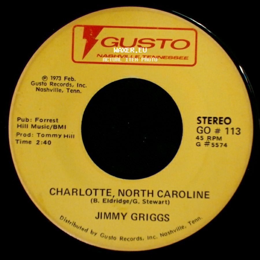Jimmy Griggs - Lonely Blue Boy / Charlotte, North Caroline side B