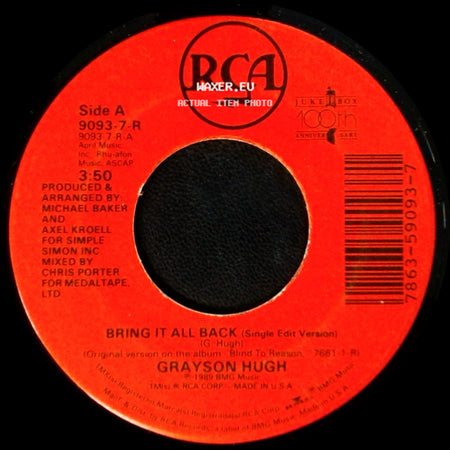 Grayson Hugh - Bring It All Back (Single Edit Version) / Who Are You And How Are You? (Live) side A