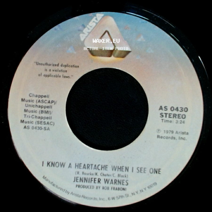 Jennifer Warnes - I Know A Heartache When I See One / Frankie In The Rain side A