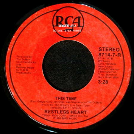 Restless Heart - A Tender Lie / This Time side B