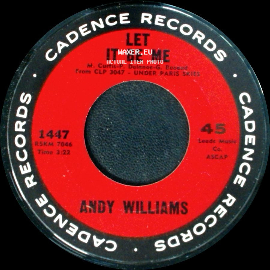 Andy Williams - Let It Be Me / Under Paris Skies side A