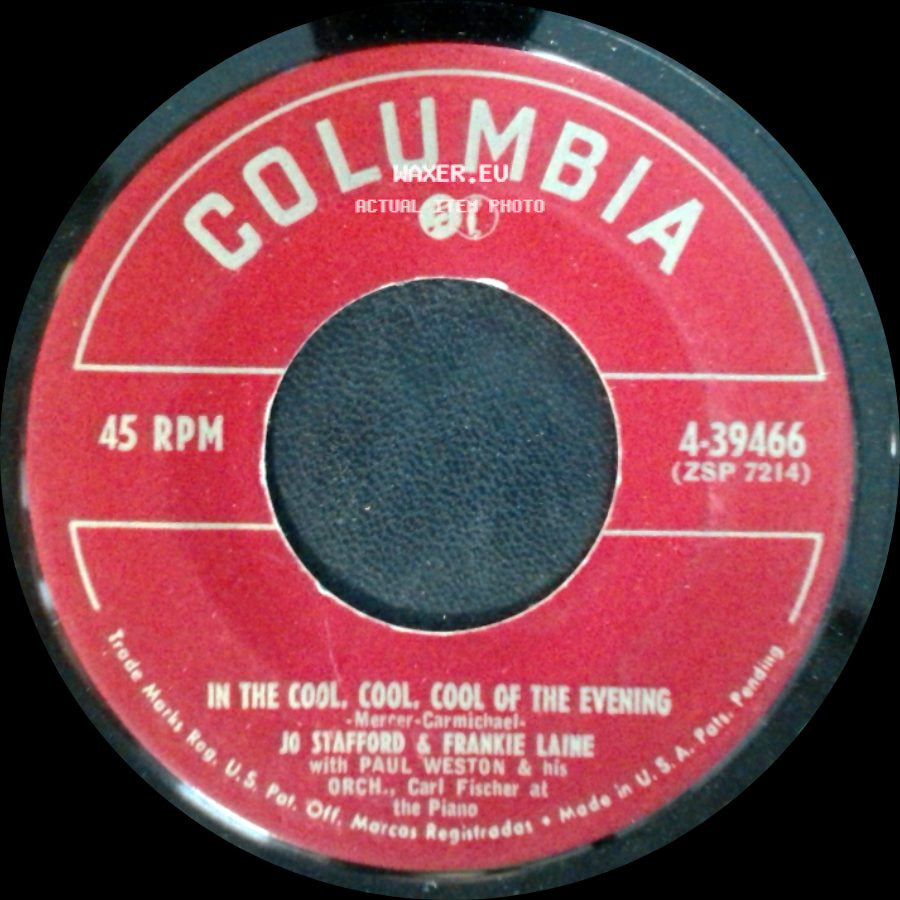 Jo Stafford & Frankie Laine / Frankie Laine & Jo Stafford - In The Cool, Cool, Cool Of The Evening / That's Good! That's Bad! side A