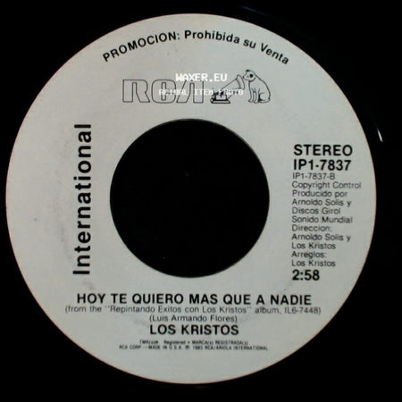 Los Kristos - Ahora / Hoy Te Quiero Mas Que A Nadie side B