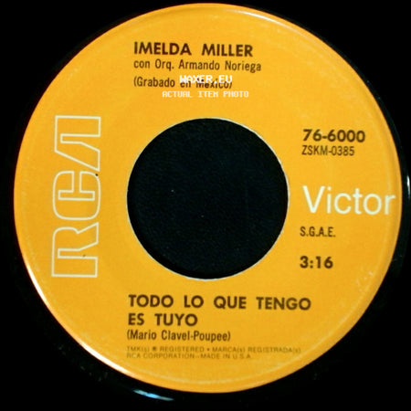 Imelda Miller / Imelda Miller Con Orq. Chucho Ferrer - Todo Lo Que Tengo Es Tuyo / Y Volvere side A