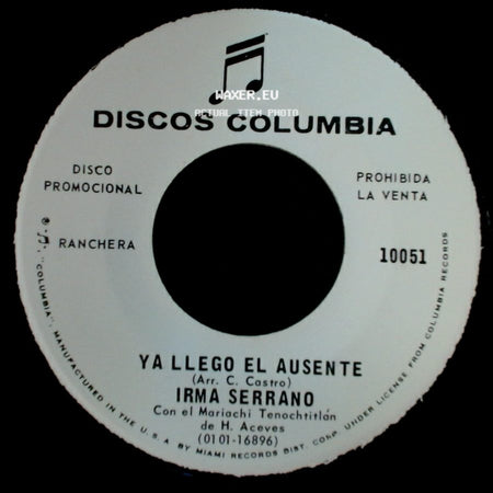 Irma Serrano - Ya Llego El Ausente / Hoy Te Mandare Una Carta side A