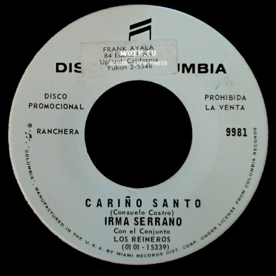 Irma Serrano - Desesperanza / Cariño Santo side B