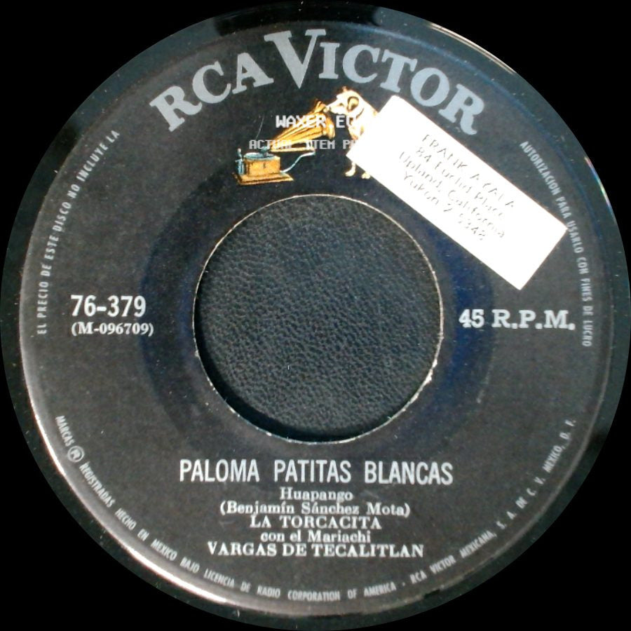 La Torcacita Con El Mariachi Vargas De Tecalitlan / Vargas De Tecalitlan - Lo Lamento Deveras / Paloma Patitas Blancas side B