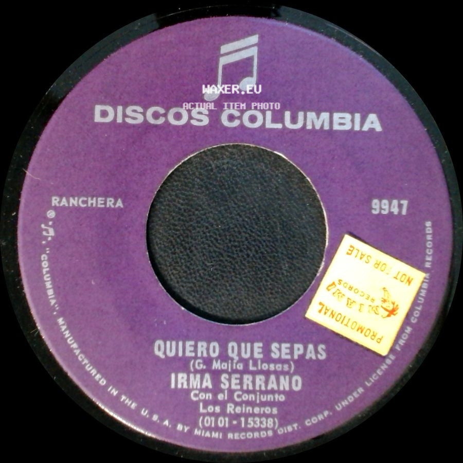 Irma Serrano - Mi Noche De Ayer / Quiero Que Sepas side B