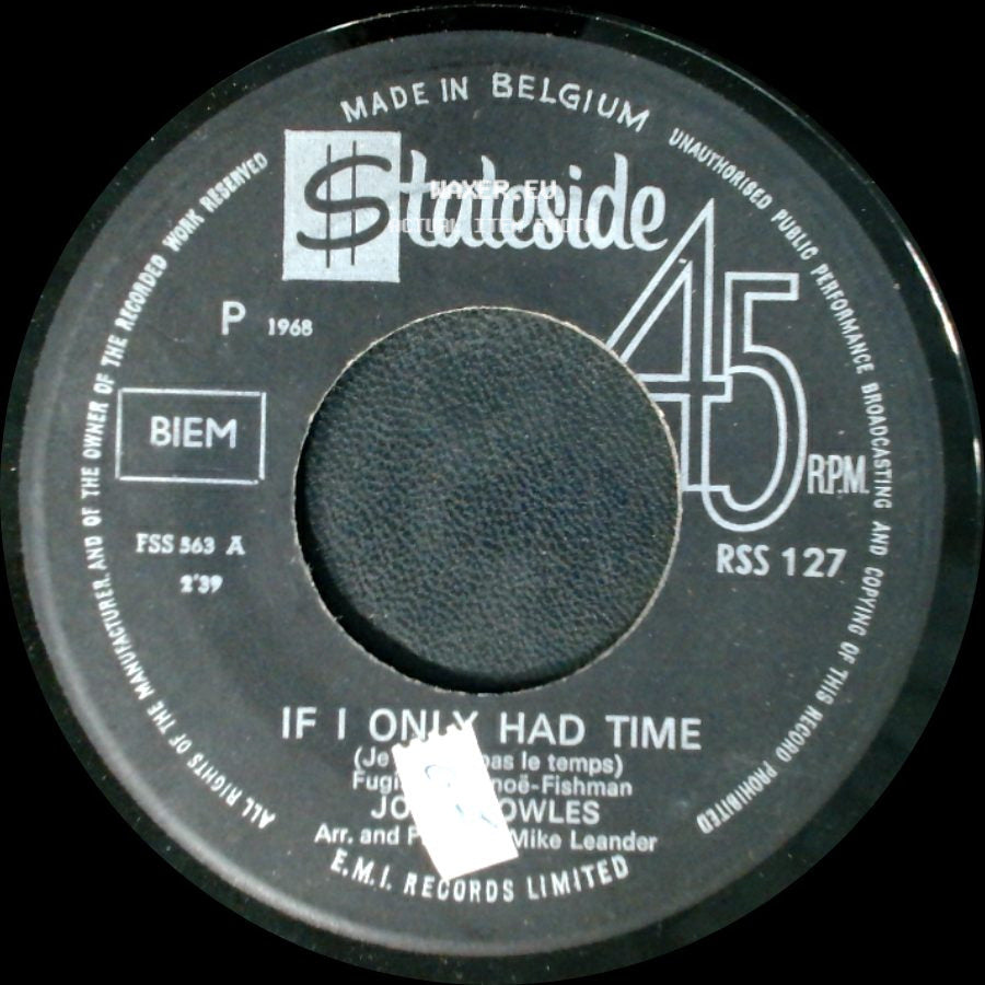 John Rowles / Joe Bowles - New Is The Hour / If I Only Had Time side B