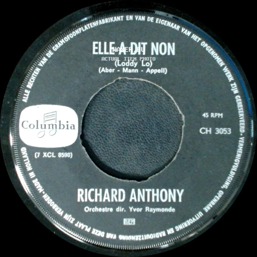 Richard Anthony - Écoute Dans Le Vent (Blowin' In The Wind) / Elle A Dit Non side B