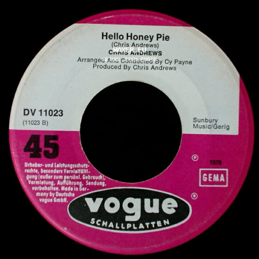 Chris Andrews - Brown Eyes / Hello Honey Pie side B