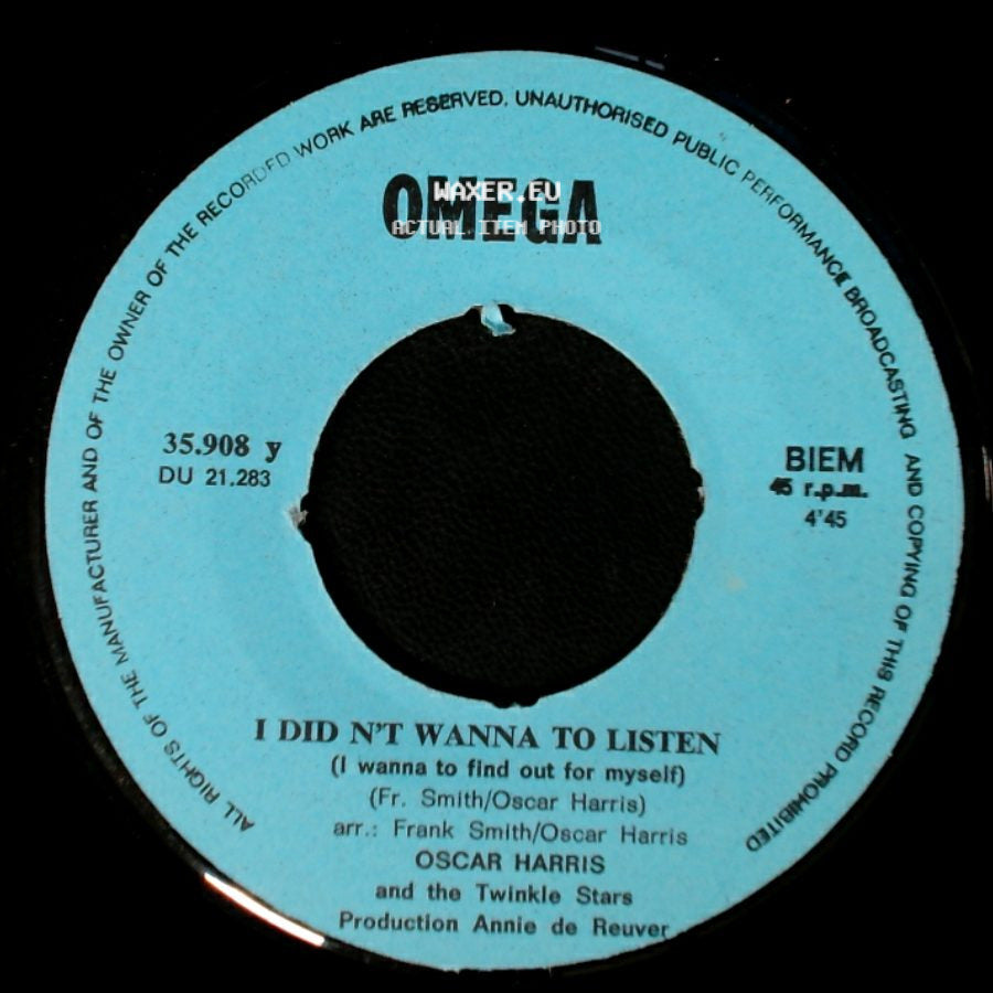 Oscar Harris And The Twinkle Stars - Clap Hands For Baby / I Didn't Wanna To Listen side B