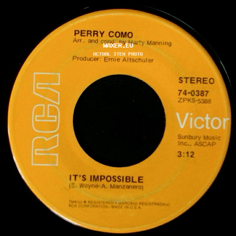 Perry Como - It's Impossible / Long Life, Lots Of Happiness side A