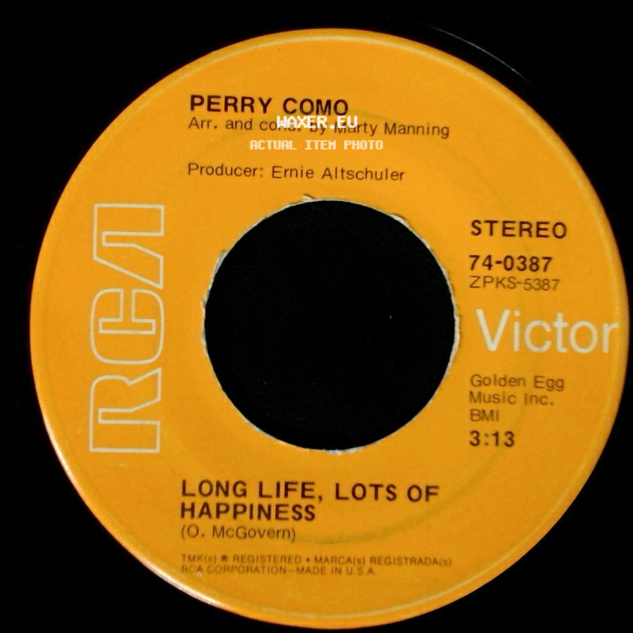 Perry Como - It's Impossible / Long Life, Lots Of Happiness side B