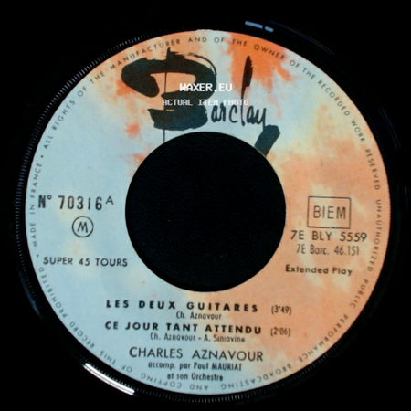Charles Aznavour - Les Deux Guitares / Ce Jour Tant Attendu / Rendez-Vous A Brasilia / Fraternite side A