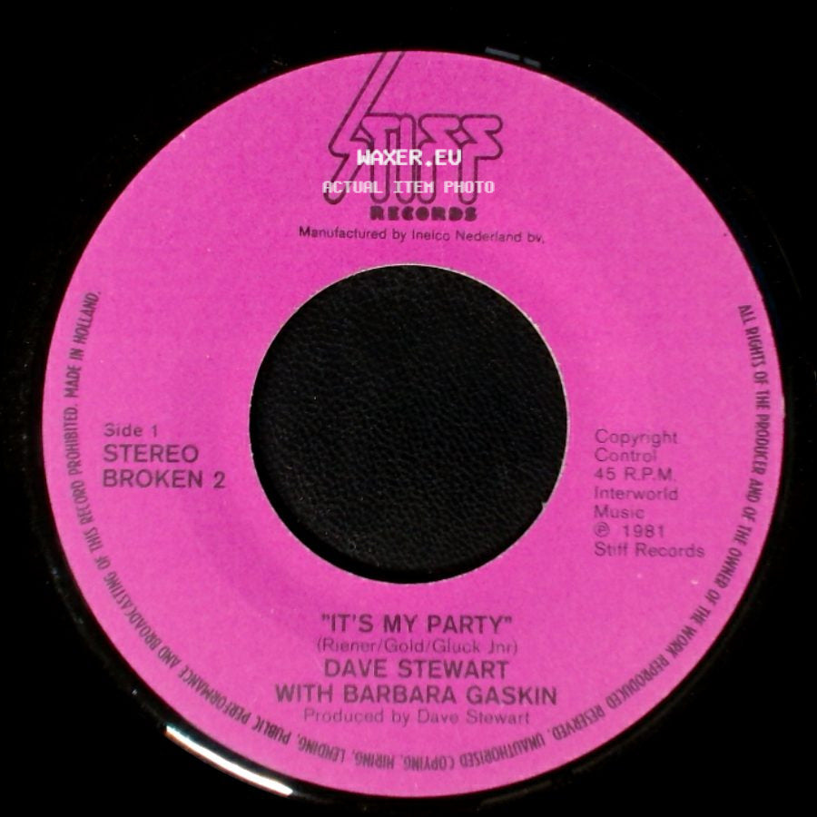 Dave Stewart With Barbara Gaskin - It's My Party / Waiting In The Wings side A