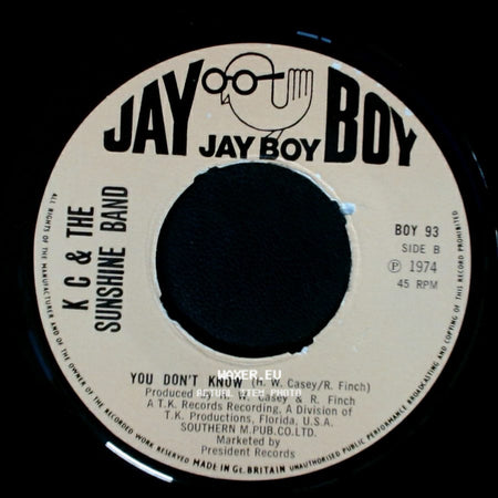 K C & The Sunshine Band - Get Down Tonight / You Don't Know side B