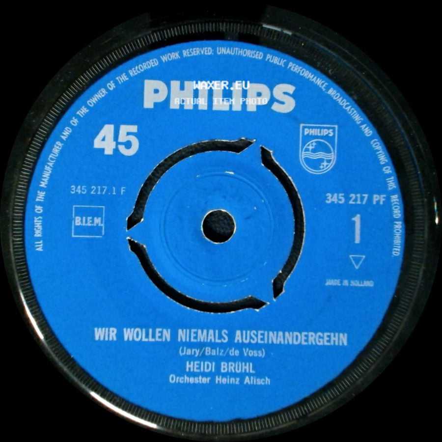Heidi Brühl - Wir Wollen Niemals Auseinandergehn / Mister Love (The Way To My Heart) side A