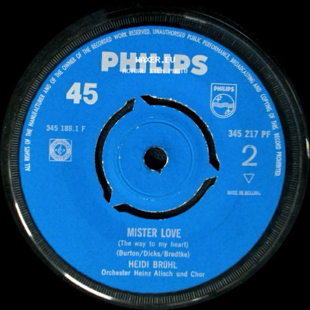 Heidi Brühl - Wir Wollen Niemals Auseinandergehn / Mister Love (The Way To My Heart) side B