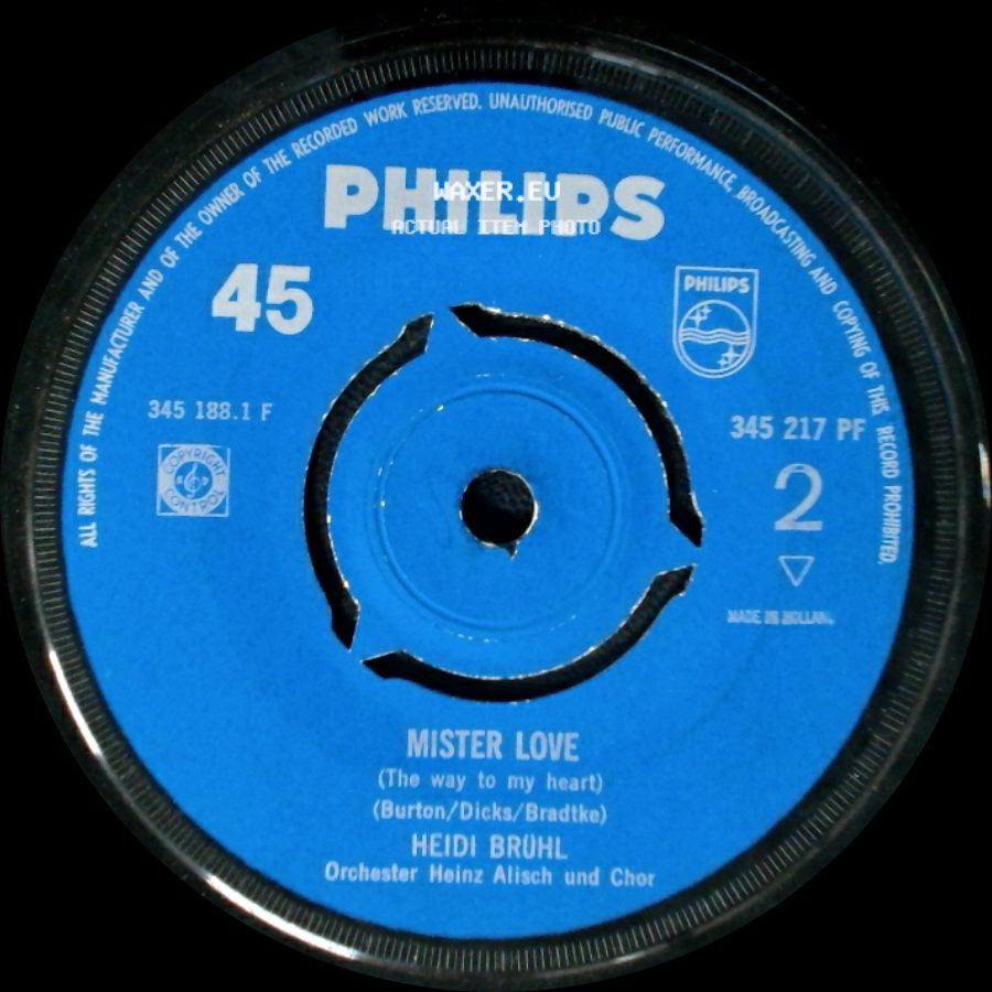Heidi Brühl - Wir Wollen Niemals Auseinandergehn / Mister Love (The Way To My Heart) side B
