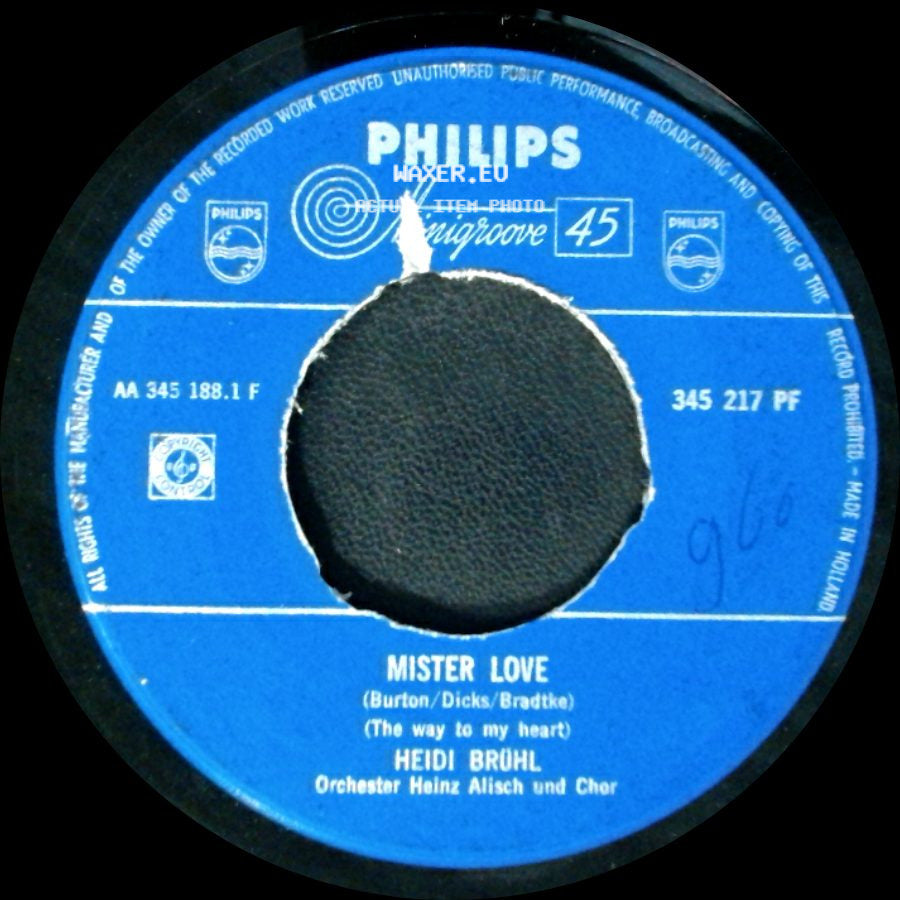Heidi Bruhl - Wir Wollen Niemals Auseinandergehn / Mister Love (The Way To My Heart) side B