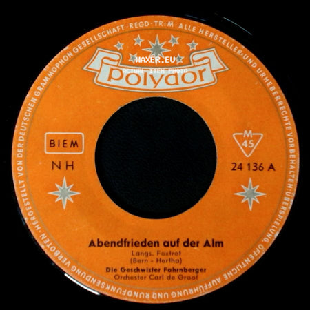 Die Geschwister Fahrnberger - Zwei Kleine Sternlein / Abendfrieden Auf Der Alm side B