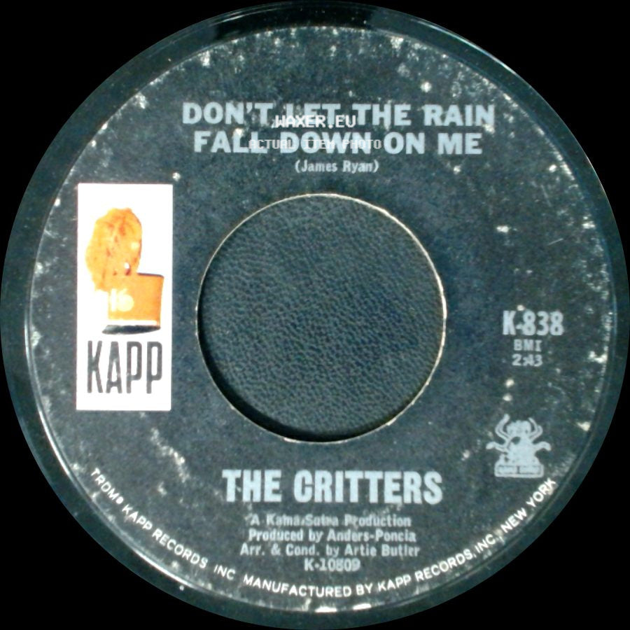The Critters - Walk Like A Man Again / Don't Let The Rain Fall Down On Me side B
